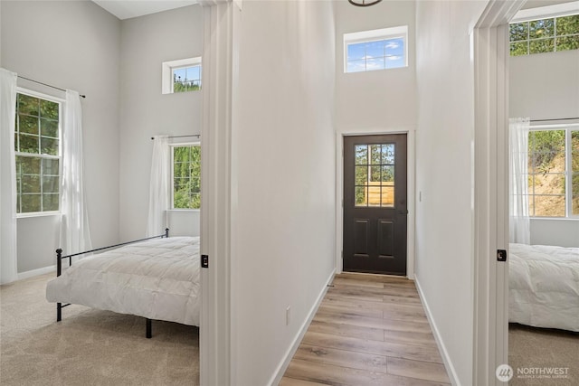 10642 Merry Canyon Rd, Leavenworth, WA 98820 - foyer with a high ceiling, healthy amount of natural light, baseboards, and light wood finished floors