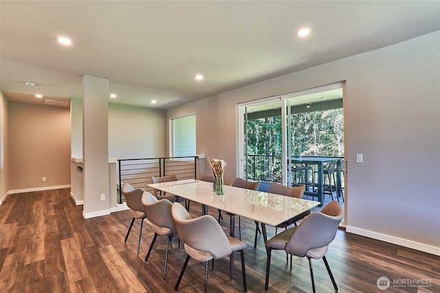 17615 142nd Ave E Unit 14, Puyallup, WA 98374 - dining room featuring dark wood finished floors, recessed lighting, and baseboards