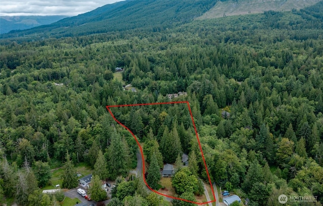 7823 Parker Rd, Sedro Woolley, WA 98284 - aerial view of property and surrounding area featuring a forest and property parcel outlined