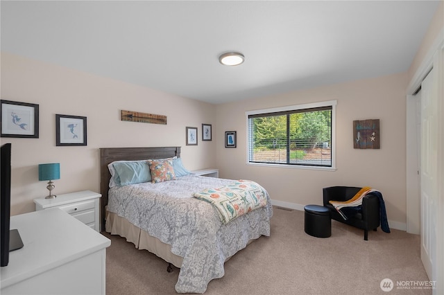 24 Jacalyn Ln, Grayland, WA 98547 - bedroom with light carpet, a closet, and baseboards