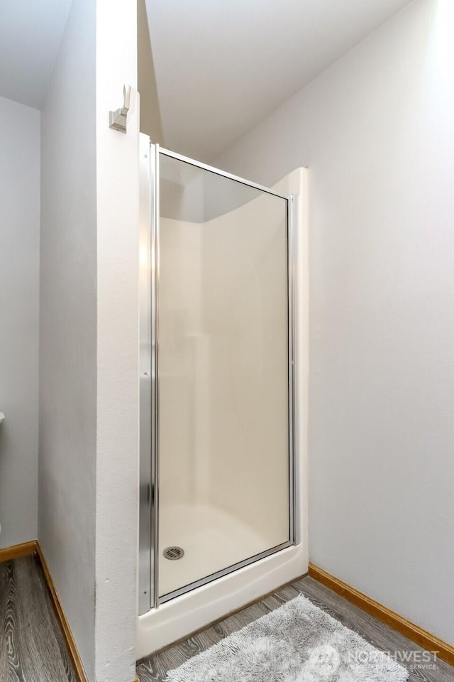 6002 35th Way SE, Auburn, WA 98092 - bathroom featuring a shower stall and wood finished floors