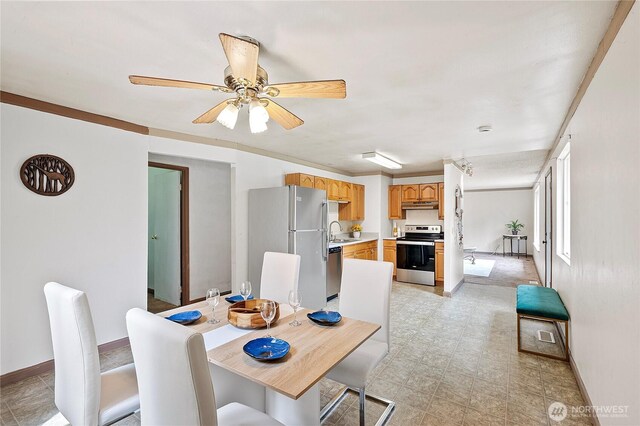 12244 NE 136th Pl, Kirkland, WA 98034 - dining space with a ceiling fan and light floors