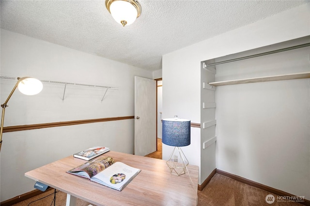12244 NE 136th Pl, Kirkland, WA 98034 - carpeted office space with a textured ceiling and baseboards