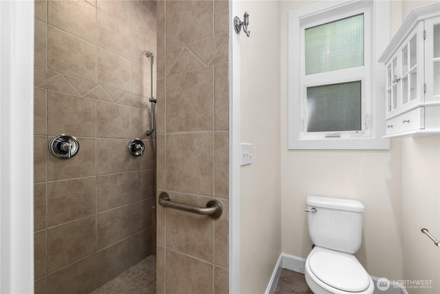 2575 Bretland Rd, Camano Island, WA 98282 - full bath with baseboards, a tile shower, and toilet