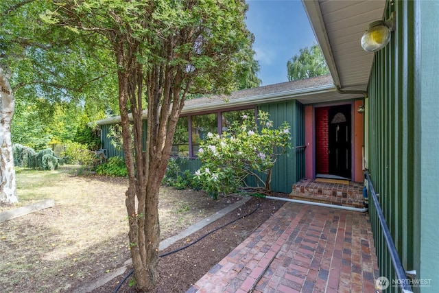 1443 U St, Port Townsend, WA 98368 - doorway to property featuring board and batten siding