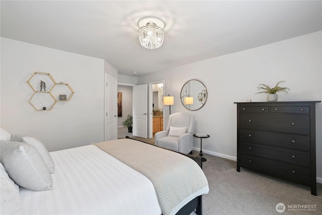 7531 Hawkstone Ave SW, Port Orchard, WA 98367 - bedroom featuring light colored carpet, a chandelier, and baseboards