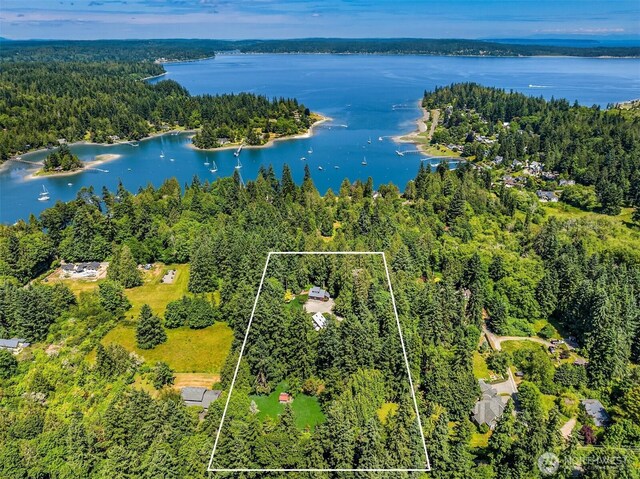 9000 NE Hidden Cove Rd, Bainbridge Island, WA 98110 - view of property location featuring property parcel outlined and a large body of water