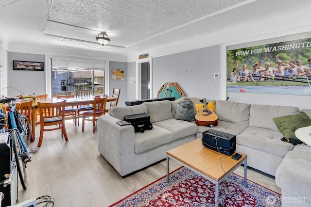 5745 25th Ave NE, Seattle, WA 98105 - living room with a textured ceiling and light wood-type flooring