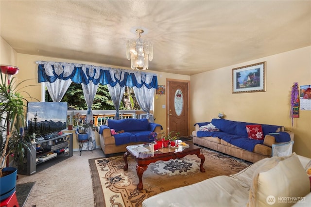 12421 2nd Ave S, Seattle, WA 98168 - living area with a chandelier and carpet flooring