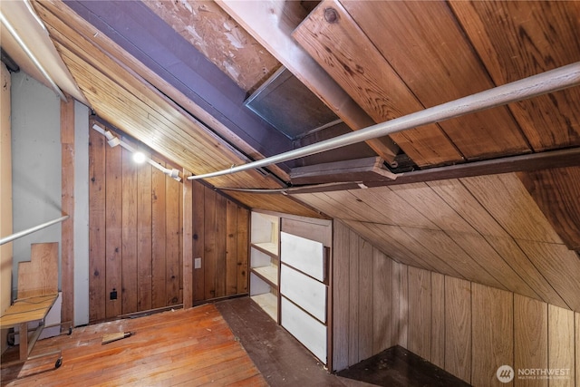 3626 E J St, Tacoma, WA 98404 - bonus room featuring vaulted ceiling, hardwood / wood-style floors, and wooden walls