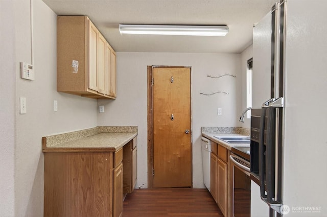 325 E State Route 4, Cathlamet, WA 98612 - kitchen featuring stainless steel electric range, dark wood-type flooring, a sink, dishwasher, and light countertops