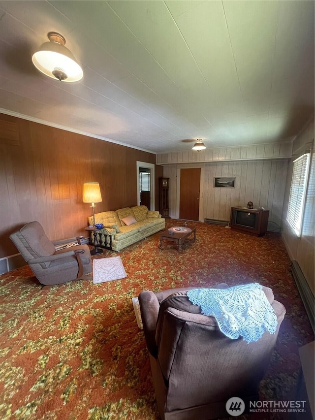 1204 Howard St, Raymond, WA 98577 - carpeted living area featuring wooden walls