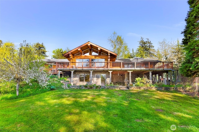 1416 Marietta Ave, Bellingham, WA 98226 - rear view of house with a wooden deck and a yard