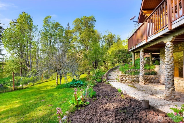 1416 Marietta Ave, Bellingham, WA 98226 - view of green lawn with a wooden deck