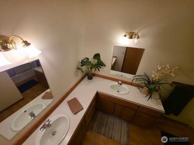 440 W Line Rd, Ephrata, WA 98823 - full bathroom with double vanity and wood finished floors