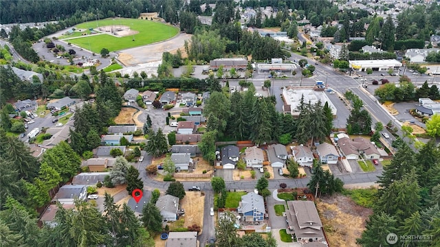 7309 46th Street Ct W, University Place, WA 98466 - aerial view of property and surrounding area with nearby suburban area