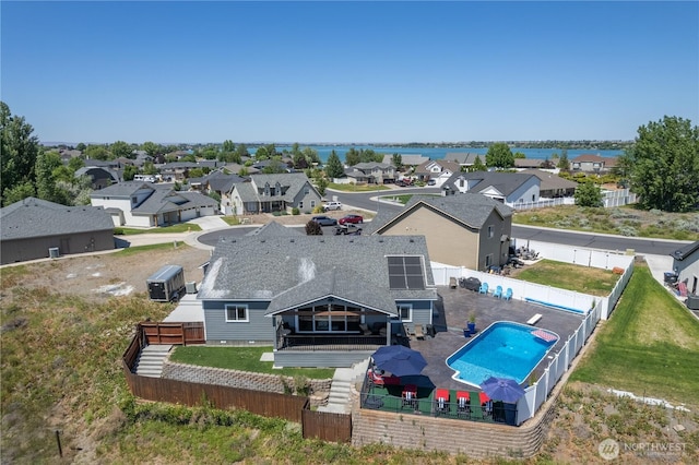 550 N Sparrow Ln, Moses Lake, WA 98837 - aerial perspective of suburban area featuring a pool area
