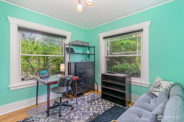 1833 3rd Ave, Kirkland, WA 98033 - home office with healthy amount of natural light, wood finished floors, and ornamental molding