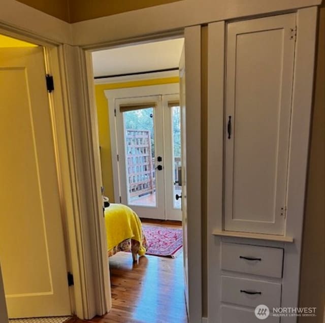 1833 3rd Ave, Kirkland, WA 98033 - hallway with french doors and wood finished floors
