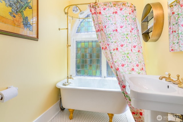 1833 3rd Ave, Kirkland, WA 98033 - full bathroom featuring a freestanding bath and tile patterned flooring
