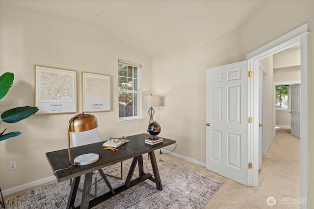 1980 132nd Ave SE Unit 40, Bellevue, WA 98005 - office area with carpet, vaulted ceiling, and baseboards