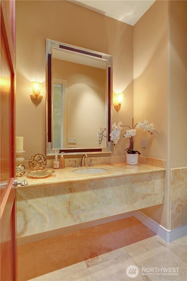 1055 91st Ave NE, Bellevue, WA 98004 - bathroom with vanity and tile patterned flooring