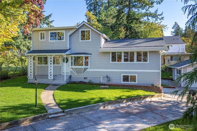 1106 Starling St, Steilacoom, WA 98388 - view of front of property with roof with shingles, a front lawn, and crawl space