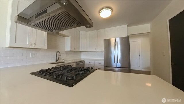 30022 2nd Pl SW, Federal Way, WA 98032 - kitchen with stainless steel appliances, extractor fan, and white cabinetry
