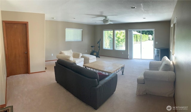 3328 Pennsylvania, Longview, WA 98632 - living room featuring light colored carpet and ceiling fan
