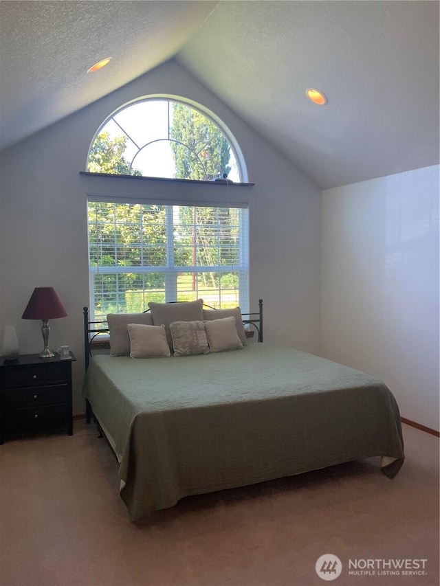 3328 Pennsylvania, Longview, WA 98632 - bedroom with vaulted ceiling, light carpet, and multiple windows