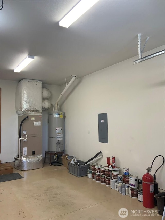 3328 Pennsylvania, Longview, WA 98632 - garage with water heater, electric panel, and heating unit