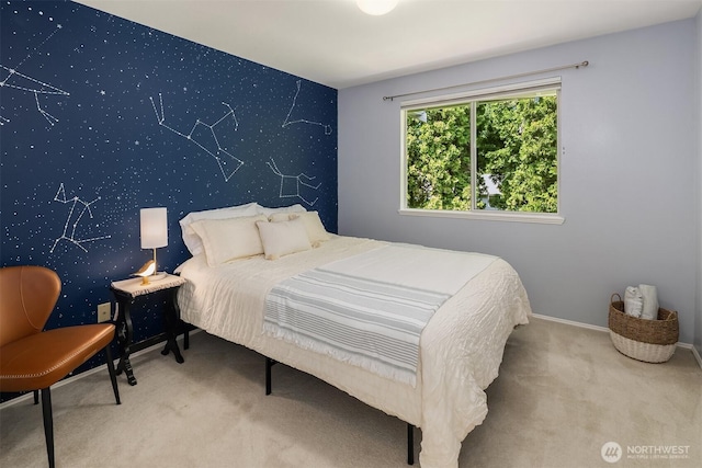 600 213th St SW, Bothell, WA 98021 - bedroom with an accent wall, carpet, and wallpapered walls