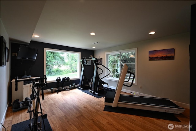 804 S Park Ct, Lynden, WA 98264 - exercise area featuring wood finished floors and recessed lighting