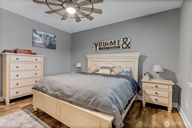 17501 Clearlake Blvd SE, Yelm, WA 98597 - bedroom with wood finished floors and a ceiling fan