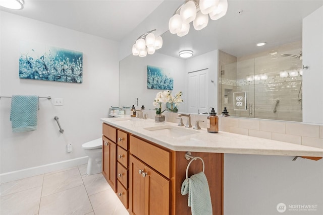 7114 Hazel Pl SE, Auburn, WA 98092 - full bath with double vanity, a stall shower, and tile patterned flooring