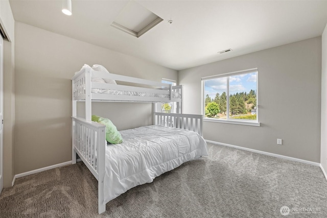 7114 Hazel Pl SE, Auburn, WA 98092 - carpeted bedroom with attic access and baseboards