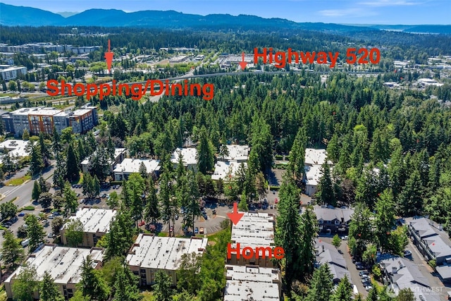 14600 NE 32nd St Unit I4, Bellevue, WA 98007 - bird's eye view of a heavily wooded area and a mountainous background
