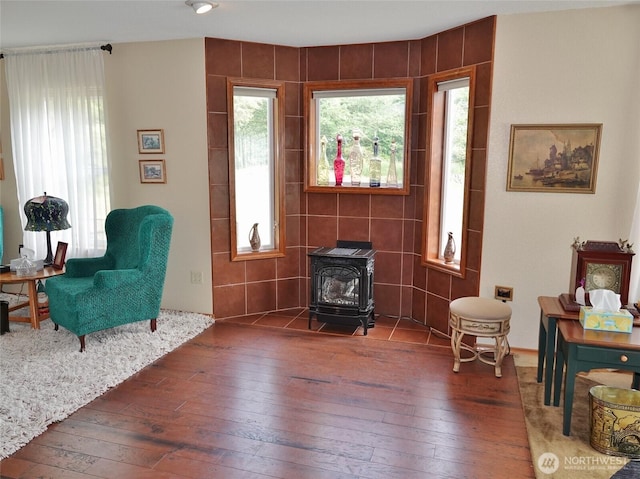 801 Hassalo Ave SE, Ocean Shores, WA 98569 - living area with wood-type flooring and a wood stove