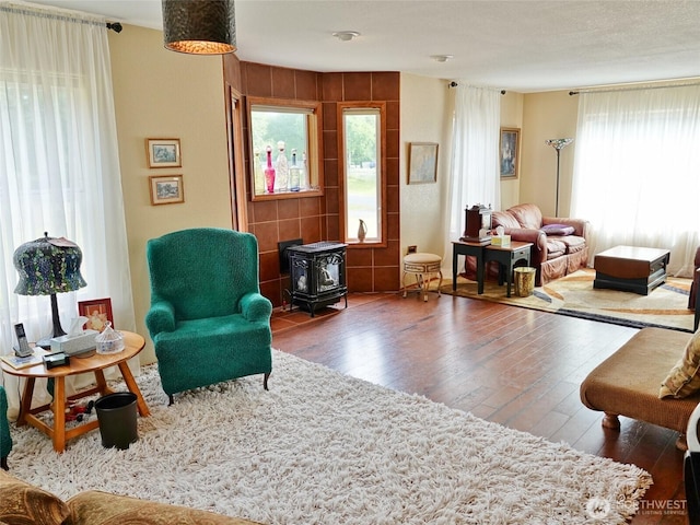 801 Hassalo Ave SE, Ocean Shores, WA 98569 - living area with a wood stove and wood-type flooring