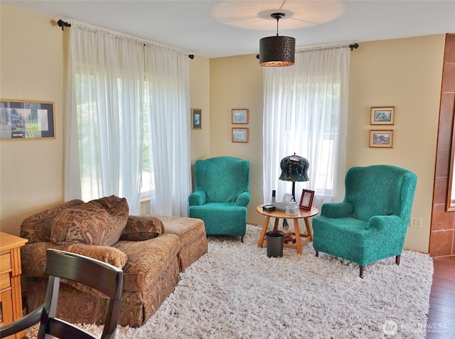 801 Hassalo Ave SE, Ocean Shores, WA 98569 - living area featuring healthy amount of natural light, wood finished floors, and ceiling fan