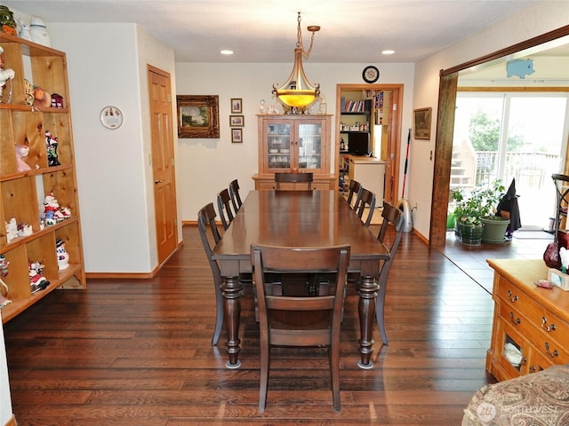801 Hassalo Ave SE, Ocean Shores, WA 98569 - dining area featuring dark wood finished floors, recessed lighting, and baseboards