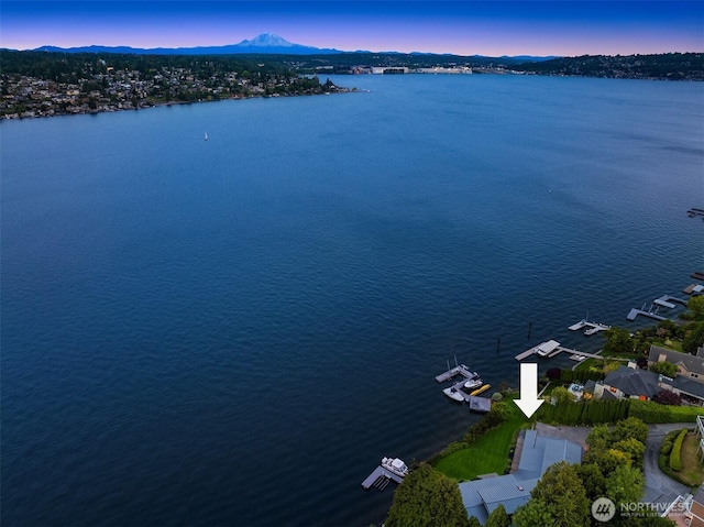 7964 E Mercer Way, Mercer Island, WA 98040 - aerial view of a water and mountain view