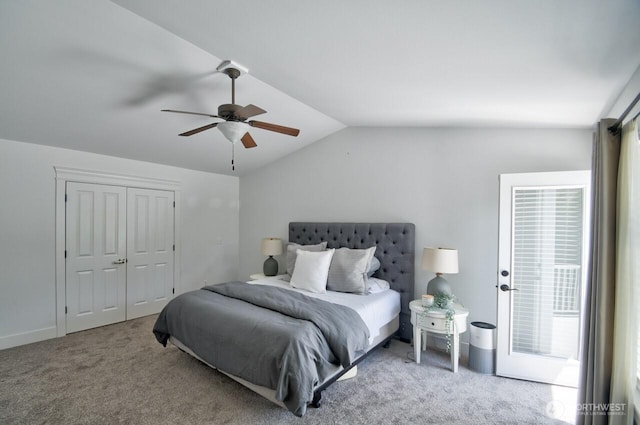 4704 204th Ct E, Spanaway, WA 98387 - bedroom featuring lofted ceiling, carpet floors, and a ceiling fan