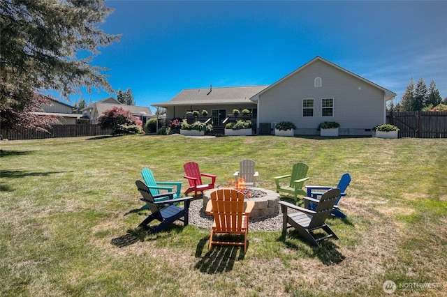 108 Garden Pl, Elma, WA 98541 - view of yard featuring a fire pit and central air condition unit