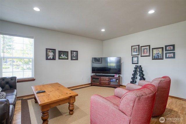 108 Garden Pl, Elma, WA 98541 - living area featuring recessed lighting, baseboards, and light wood-style floors