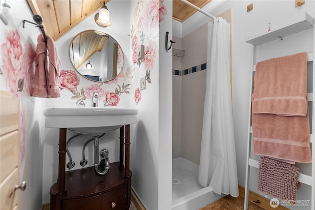 111 Norfolk Rd, Winthrop, WA 98862 - full bathroom featuring a stall shower and baseboards