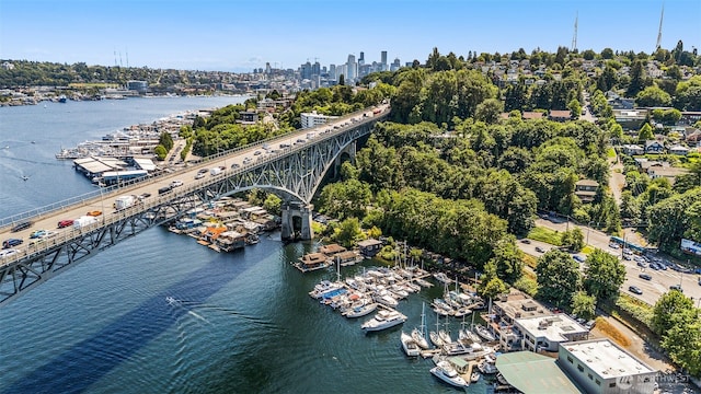 2900 Westlake Ave N, Seattle, WA 98109 - view of urban area featuring a notable bridge, a nearby body of water, and a tree filled landscape