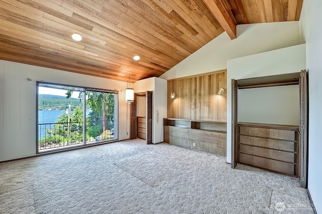 2781 Lake Whatcom Blvd, Bellingham, WA 98229 - unfurnished living room featuring carpet and wooden ceiling