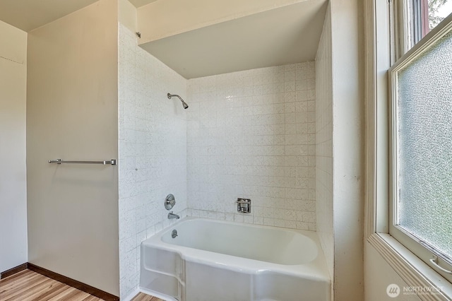 2781 Lake Whatcom Blvd, Bellingham, WA 98229 - full bathroom featuring shower / tub combination, plenty of natural light, and wood finished floors