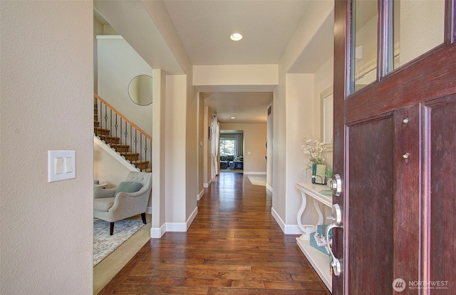 15202 NE 102nd Way, Vancouver, WA 98685 - foyer with dark wood finished floors, stairway, and recessed lighting
